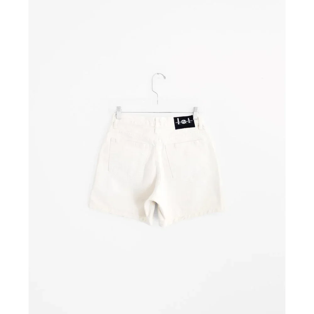 Vintage 90s Y2K l.e.i. Off White Denim High Waist Relaxed Jean Shorts 5 26 27 28 - Picture 4 of 6